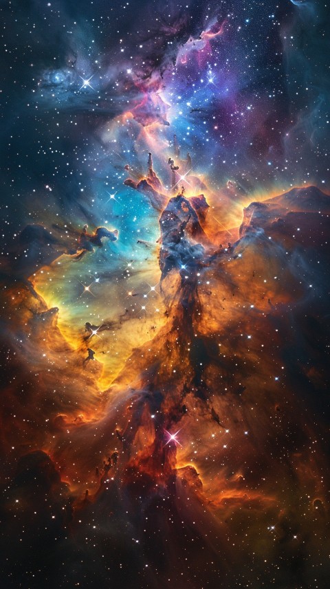A colorful nebula aesthetic in space with clouds and stars in the background abstract galaxy (279)